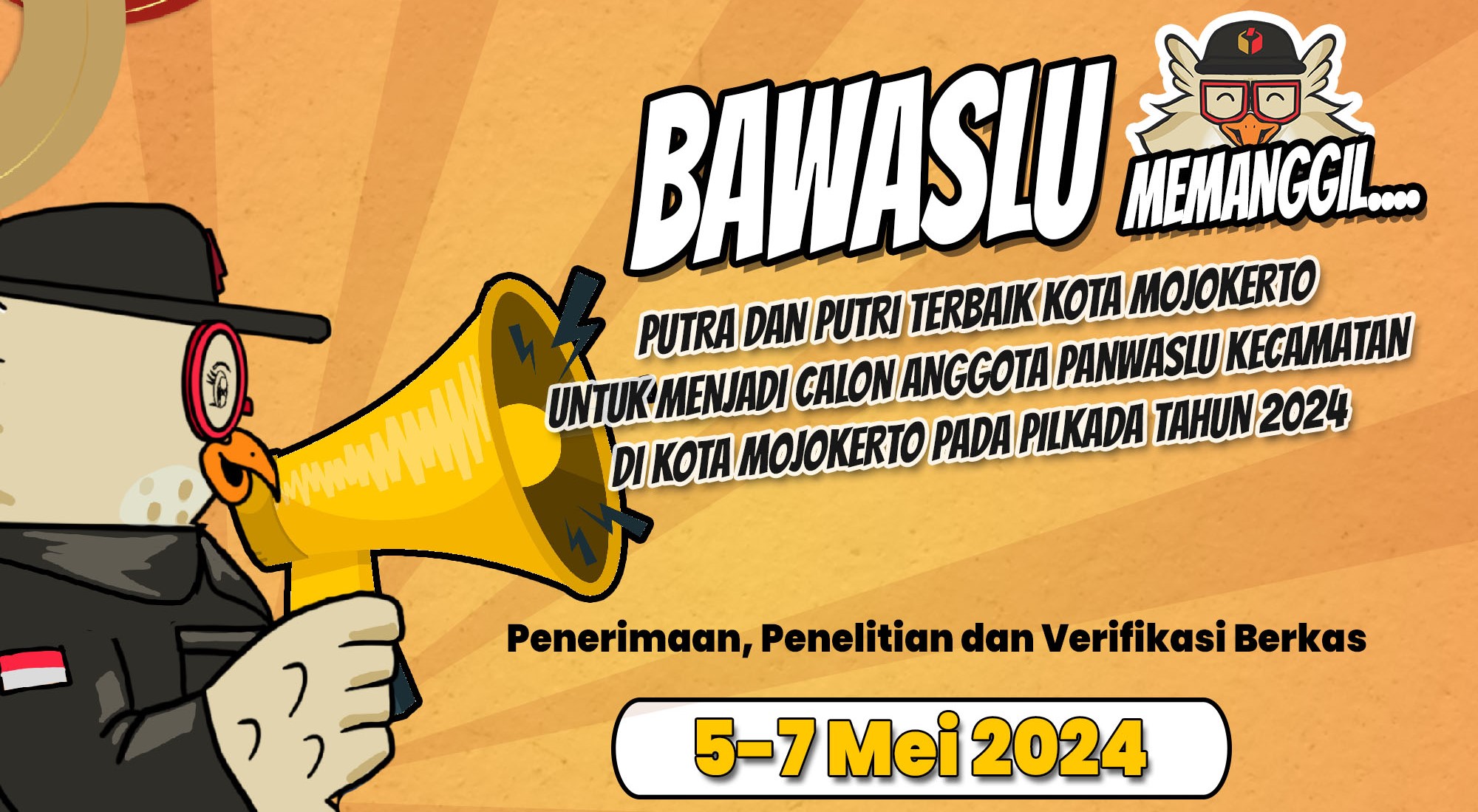 Pengumuman Rekrutmen Panwascam Pilkada 2024 Kota Mojokerto