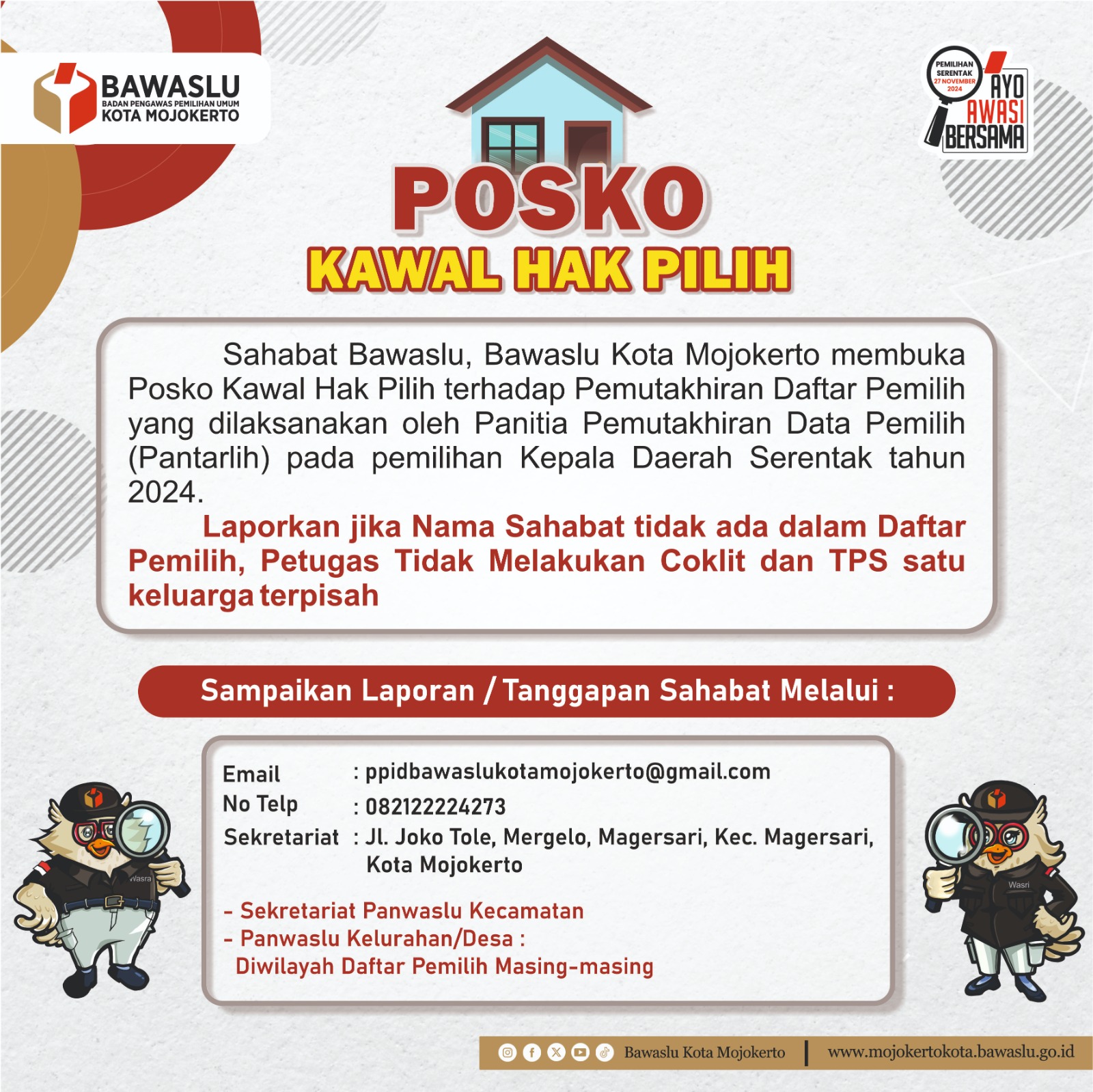 Launching Posko Kawal Hak Pilih serentak se-Kota Mojokerto