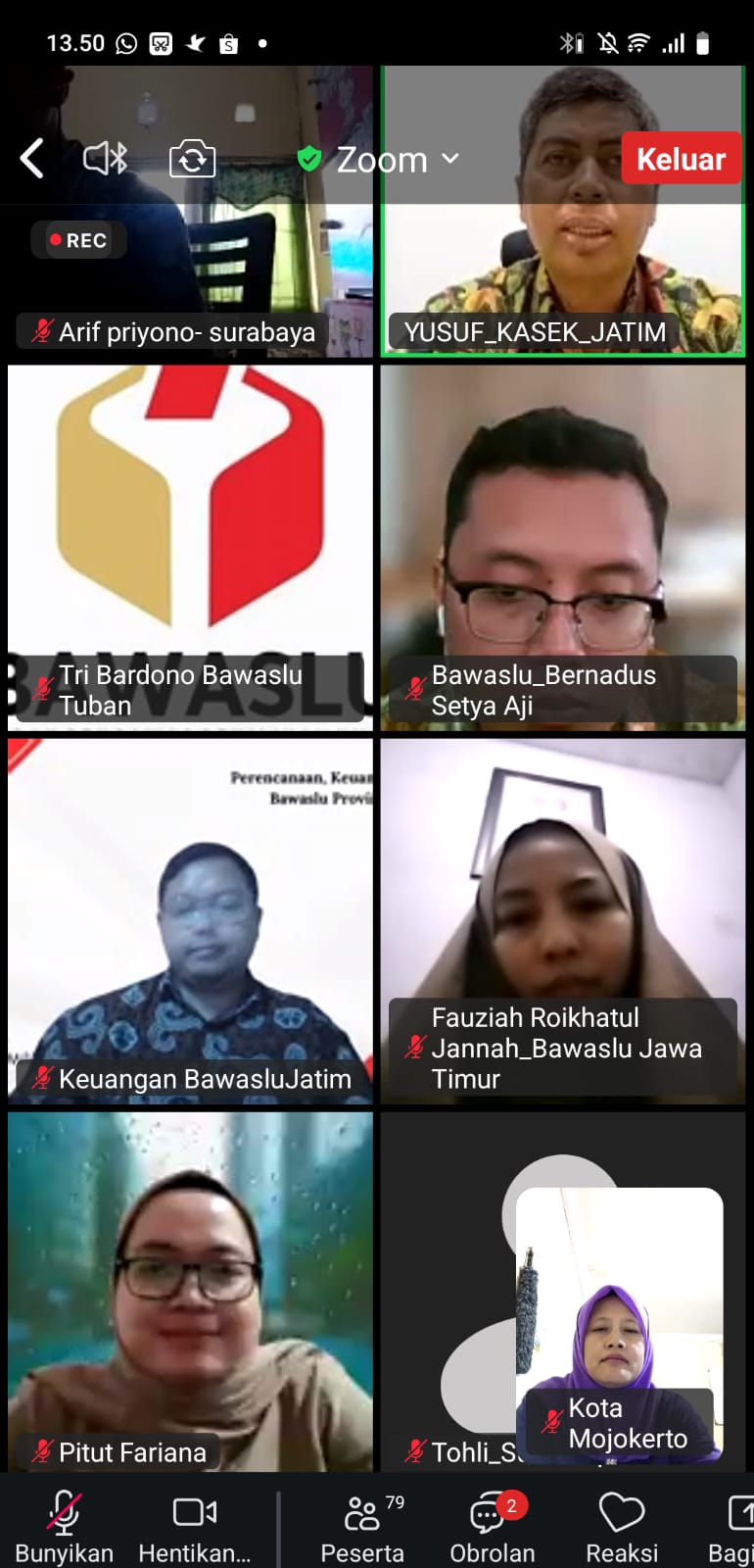 Bawaslu Kota Mojokerto Ikuti Rapat Pembahasan Langkah-Langkah Penerimaan Hibah Non Pemilihan