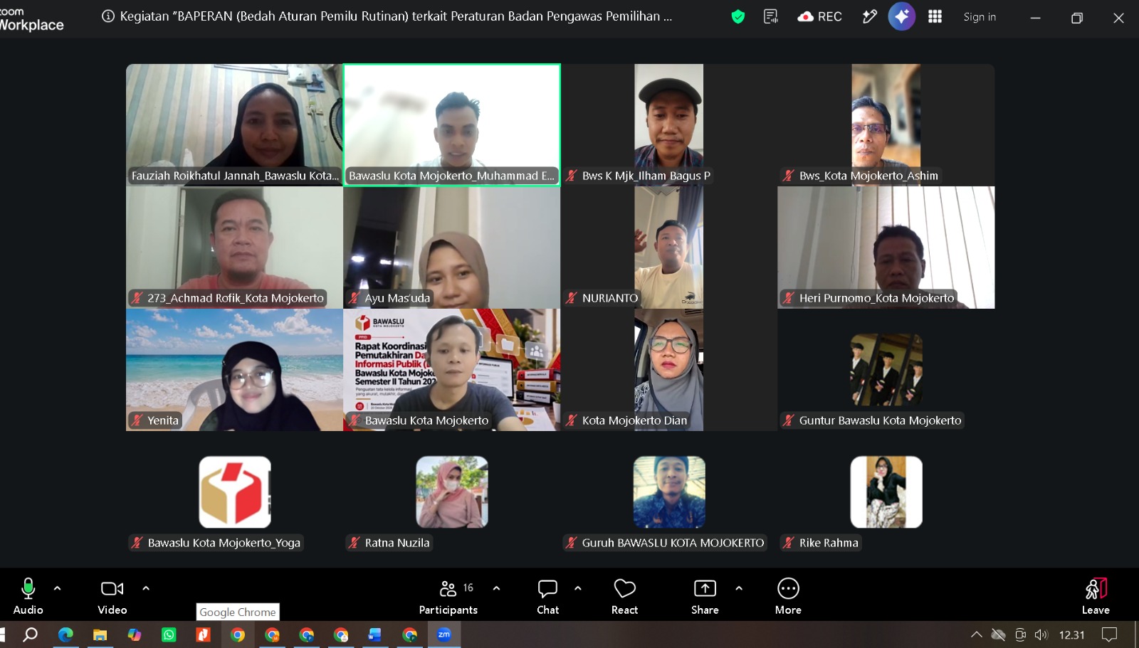 Bawaslu Kota Mojokerto Bahas Perbawaslu Nomor 1 Tahun 2026 melalui BAPERAN